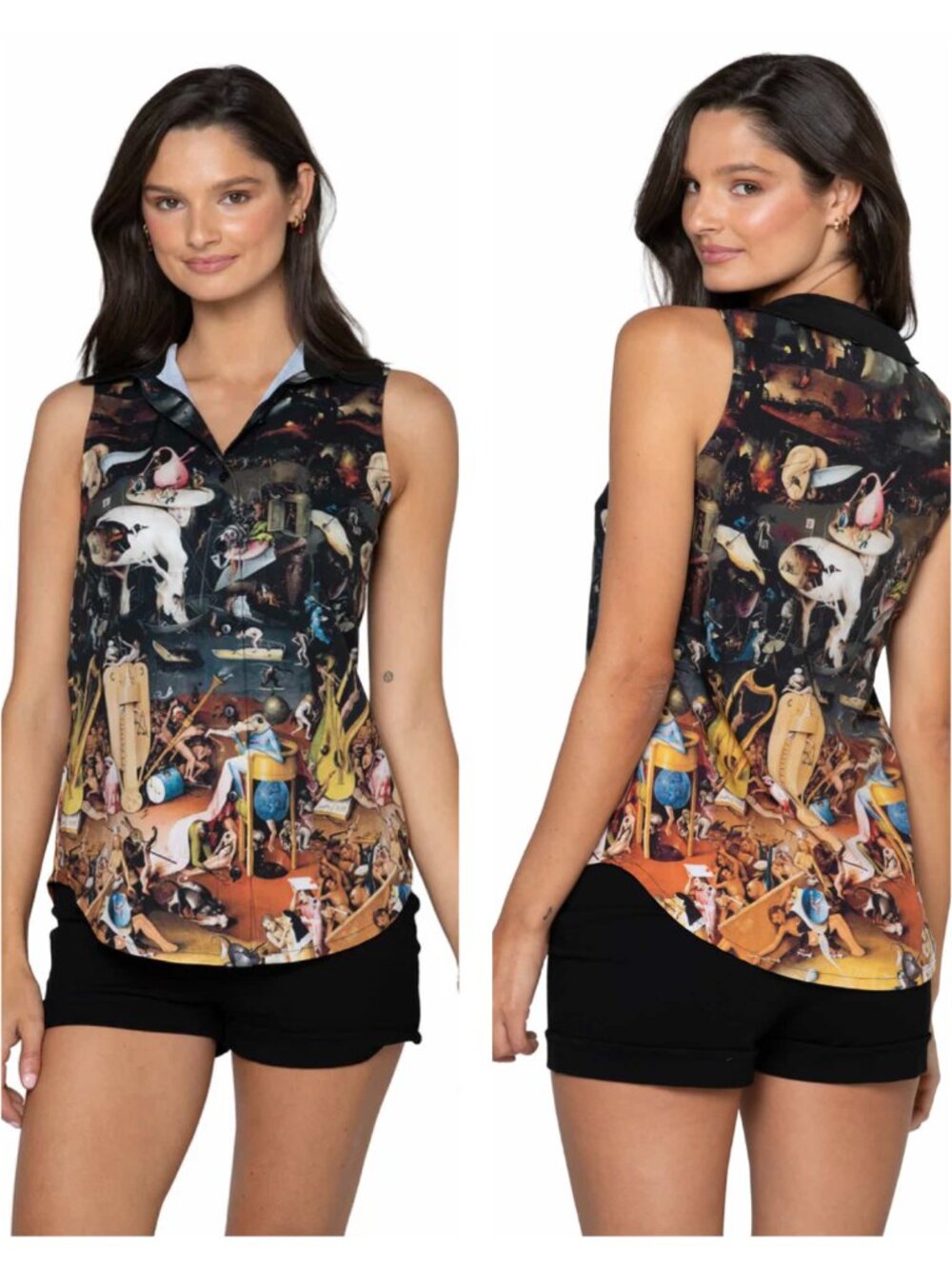BlackMilk Unearthly Delights Sleeveless Button Up Top S Art Print Gothic